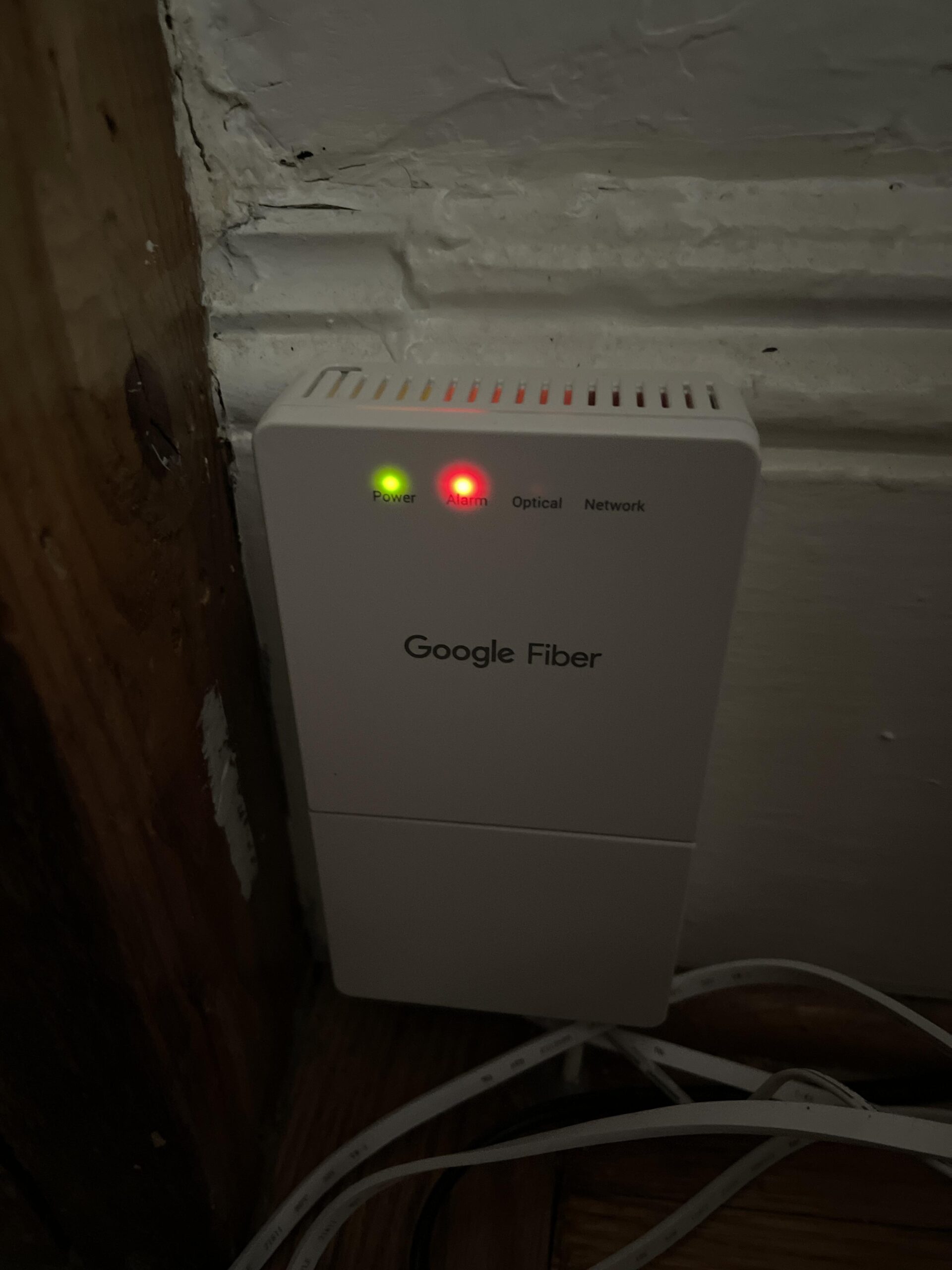 Google Fiber Jack Blinking Red